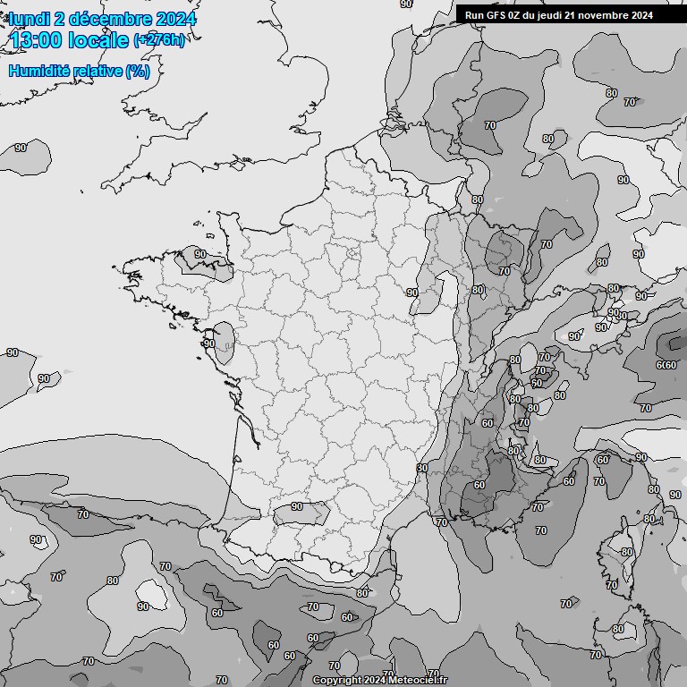 Modele GFS - Carte prvisions 