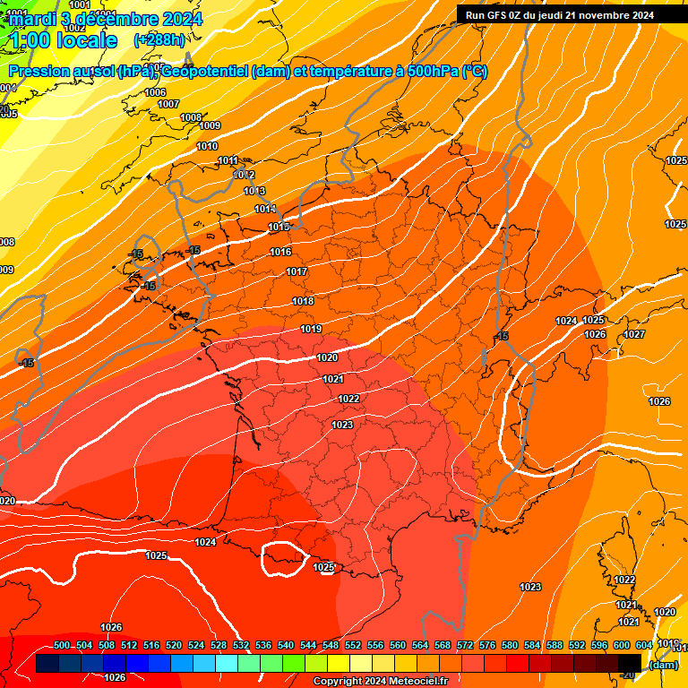 Modele GFS - Carte prvisions 