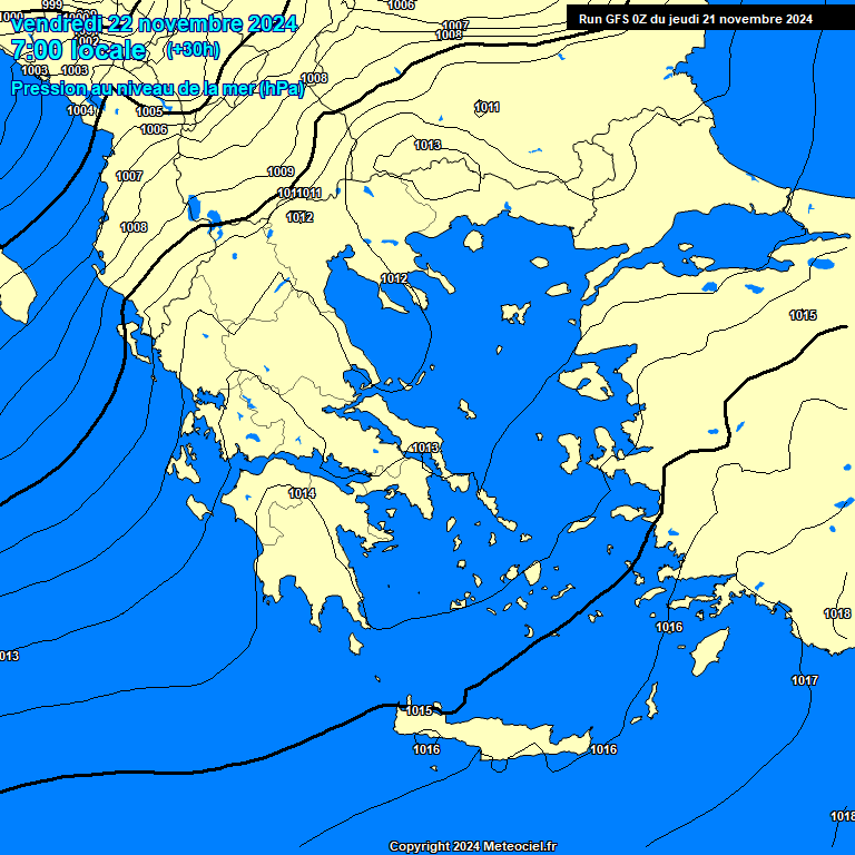 Modele GFS - Carte prvisions 