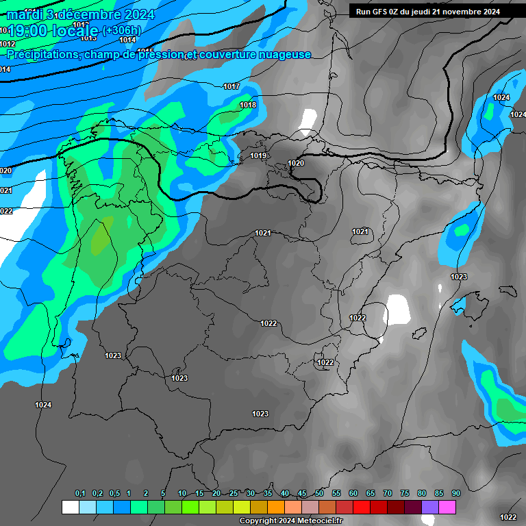 Modele GFS - Carte prvisions 