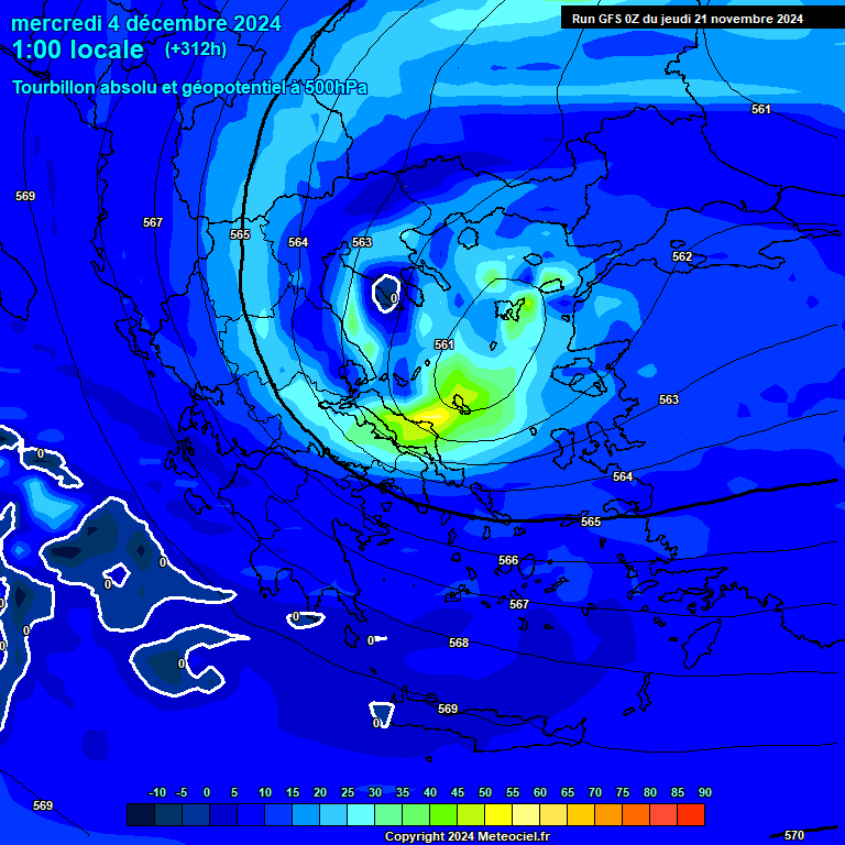 Modele GFS - Carte prvisions 