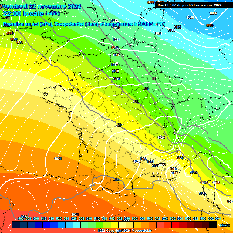 Modele GFS - Carte prvisions 