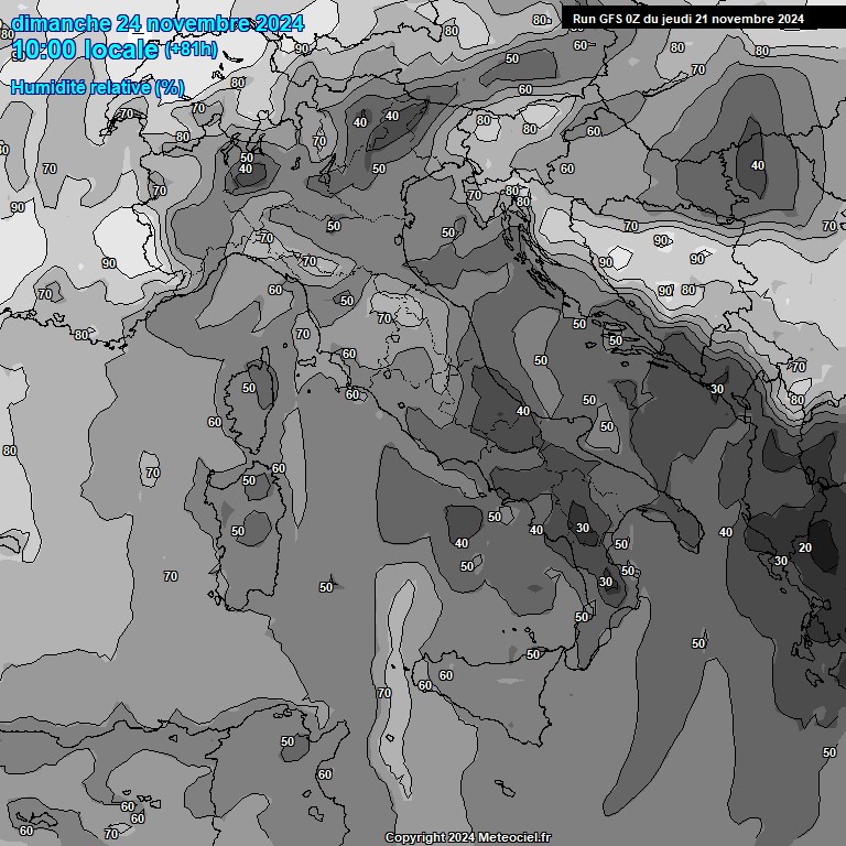 Modele GFS - Carte prvisions 