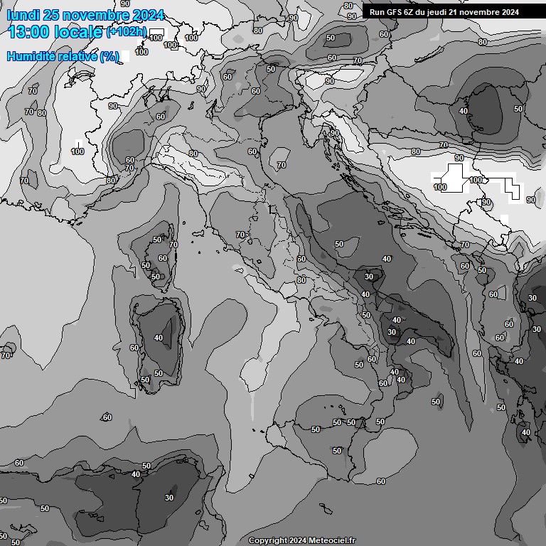 Modele GFS - Carte prvisions 