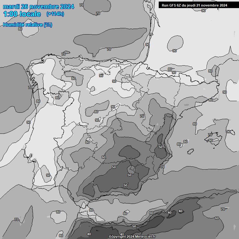 Modele GFS - Carte prvisions 