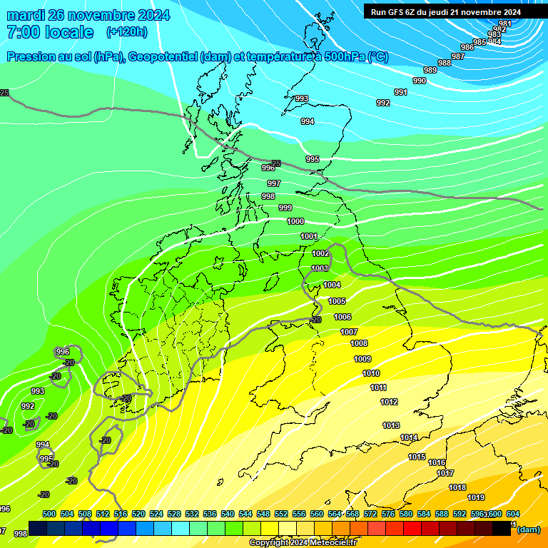 Modele GFS - Carte prvisions 