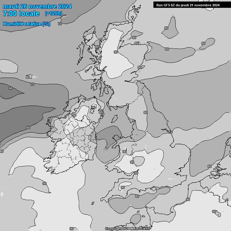 Modele GFS - Carte prvisions 