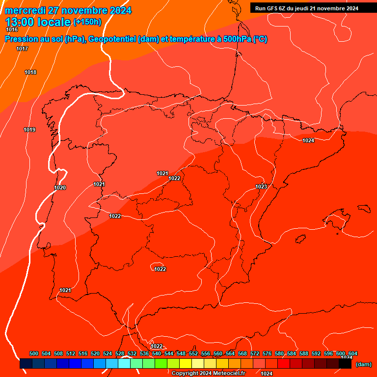 Modele GFS - Carte prvisions 