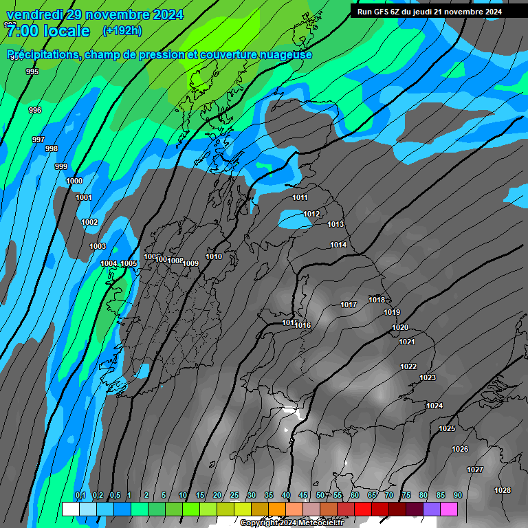 Modele GFS - Carte prvisions 