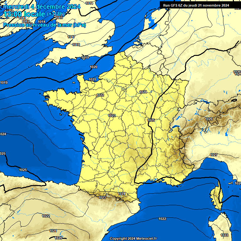 Modele GFS - Carte prvisions 