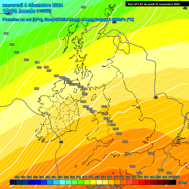 Modele GFS - Carte prvisions 