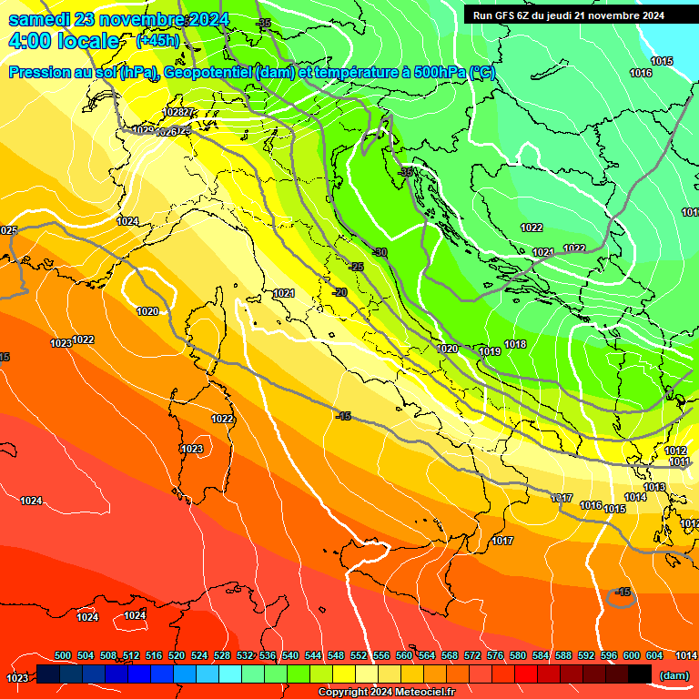 Modele GFS - Carte prvisions 