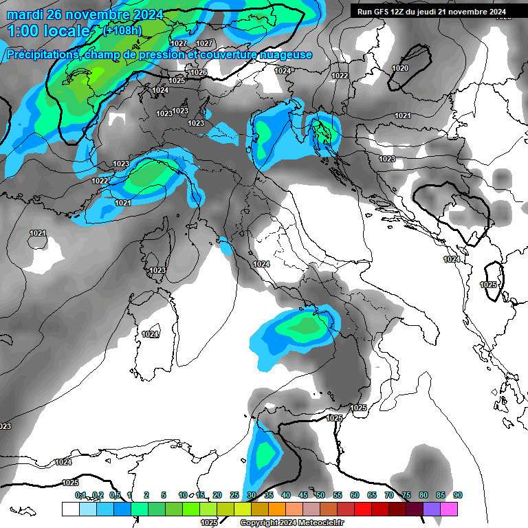 Modele GFS - Carte prvisions 