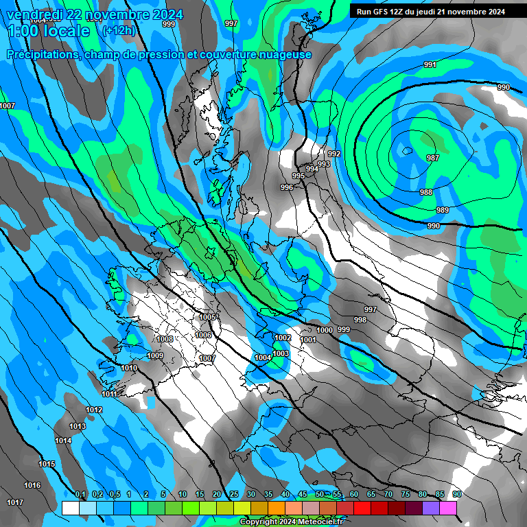 Modele GFS - Carte prvisions 