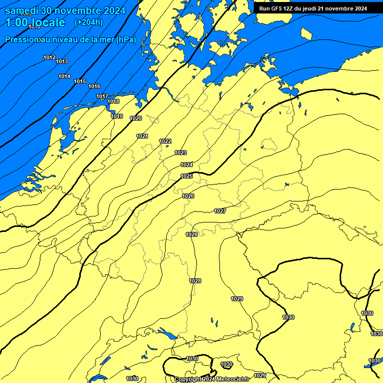 Modele GFS - Carte prvisions 