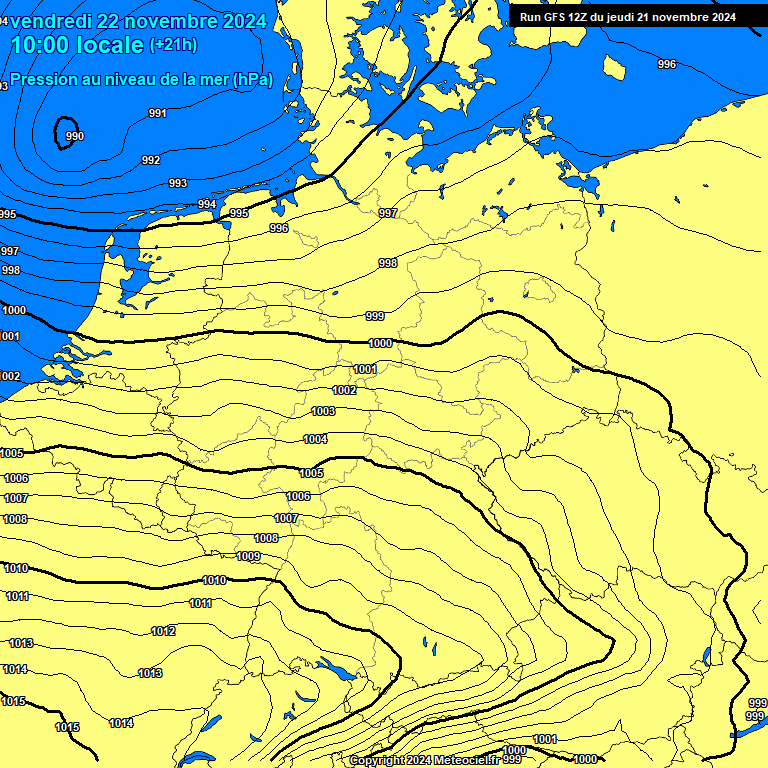 Modele GFS - Carte prvisions 