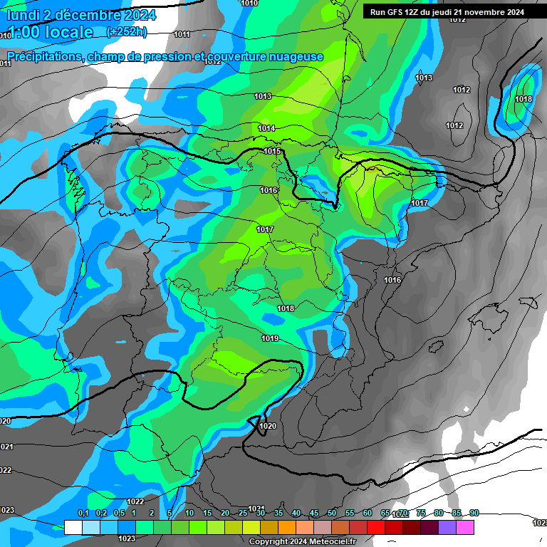 Modele GFS - Carte prvisions 