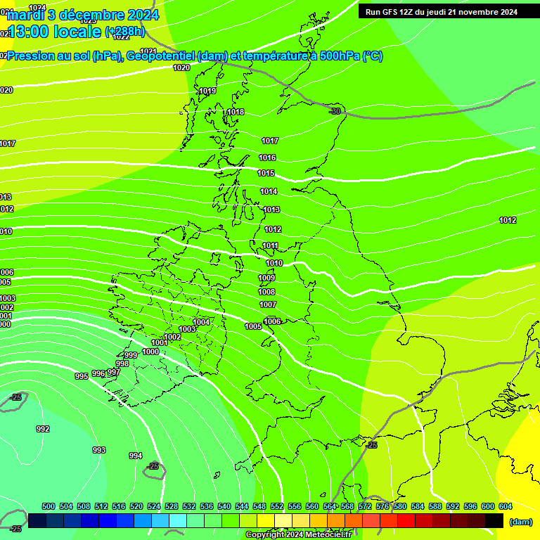 Modele GFS - Carte prvisions 