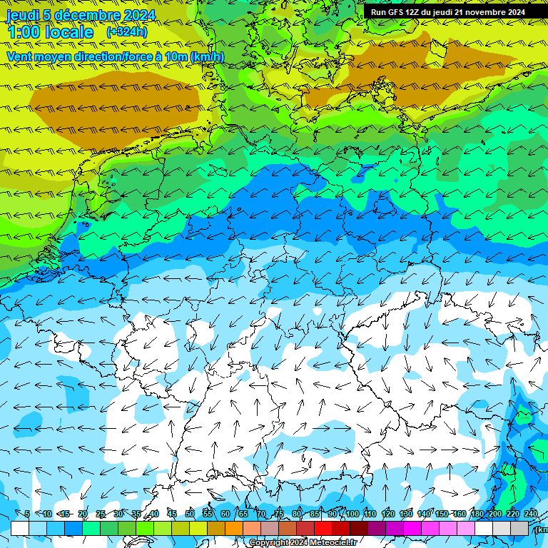 Modele GFS - Carte prvisions 