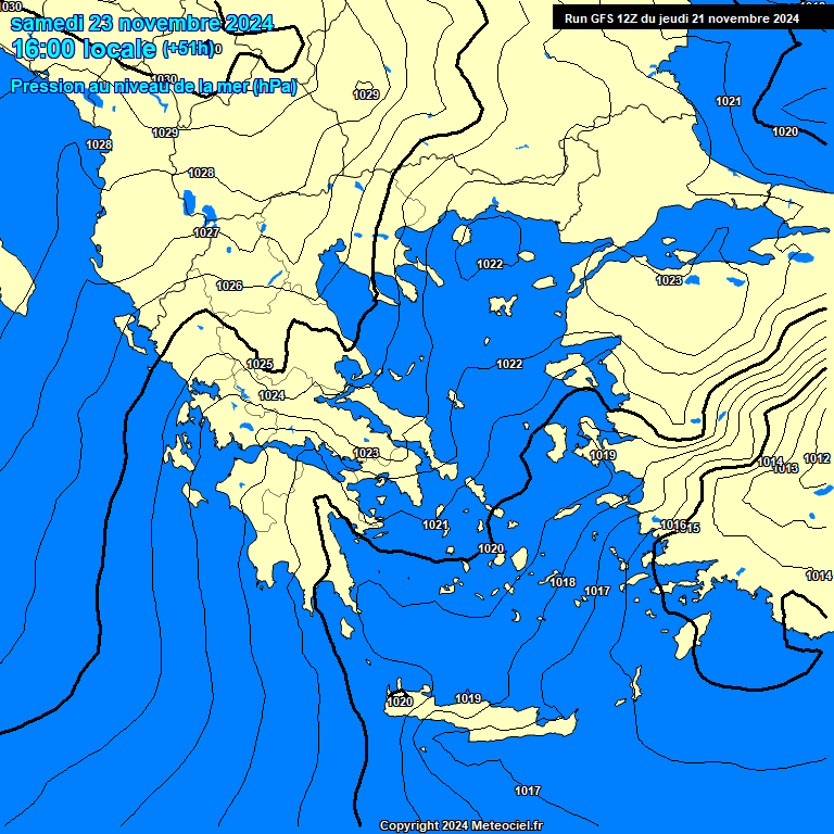 Modele GFS - Carte prvisions 