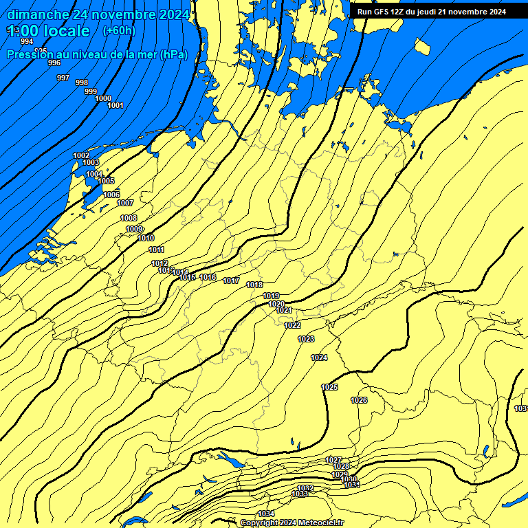 Modele GFS - Carte prvisions 