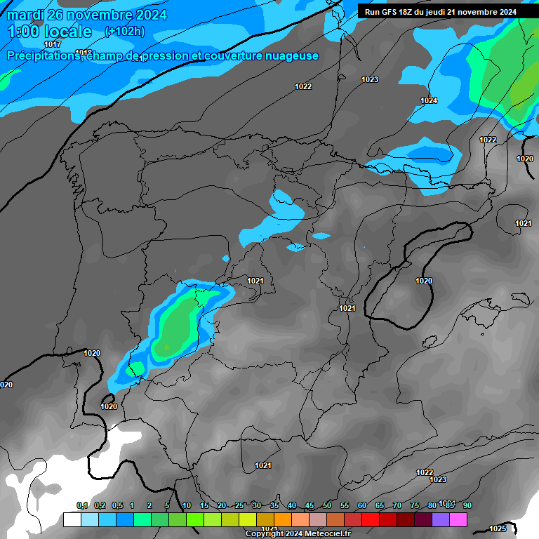 Modele GFS - Carte prvisions 