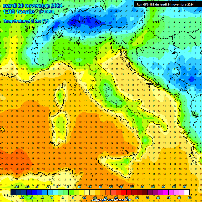 Modele GFS - Carte prvisions 