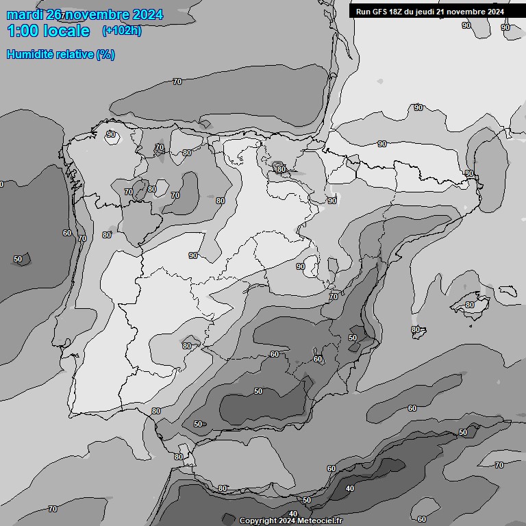 Modele GFS - Carte prvisions 