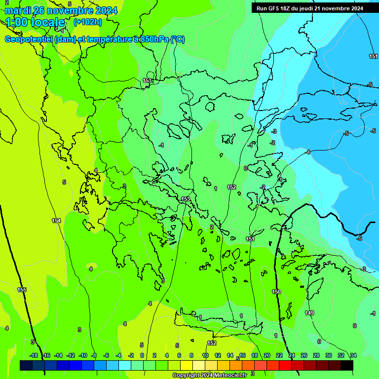 Modele GFS - Carte prvisions 