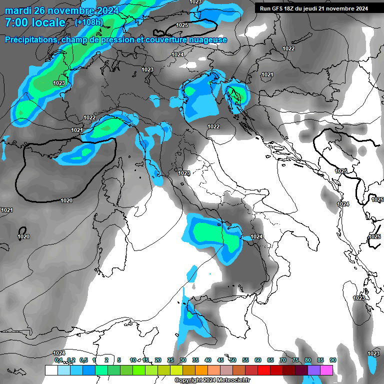 Modele GFS - Carte prvisions 