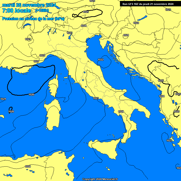 Modele GFS - Carte prvisions 