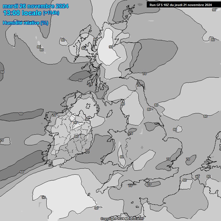 Modele GFS - Carte prvisions 