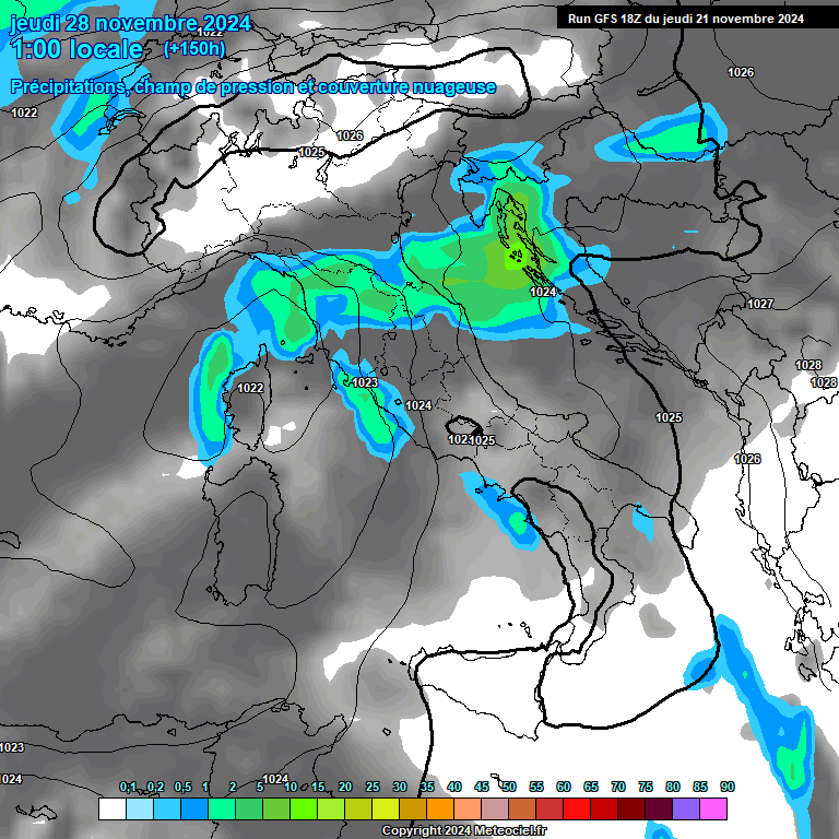 Modele GFS - Carte prvisions 