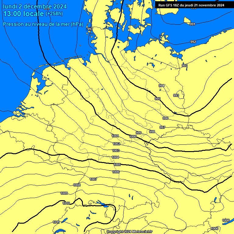 Modele GFS - Carte prvisions 