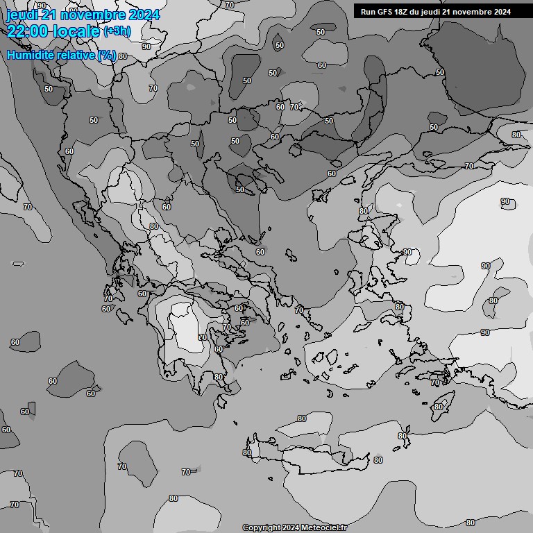 Modele GFS - Carte prvisions 