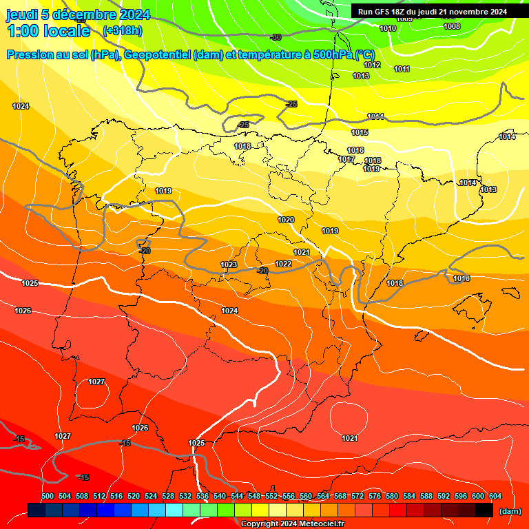 Modele GFS - Carte prvisions 