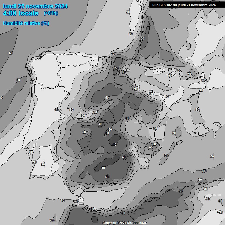 Modele GFS - Carte prvisions 