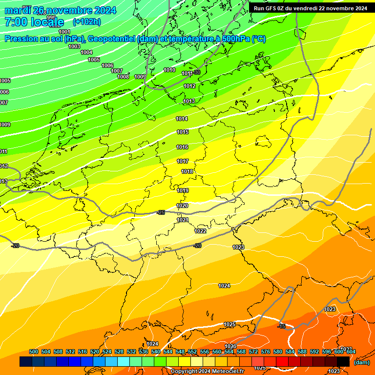 Modele GFS - Carte prvisions 