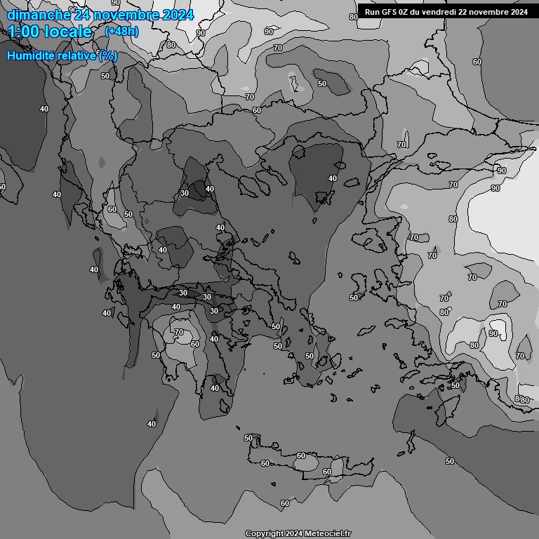 Modele GFS - Carte prvisions 