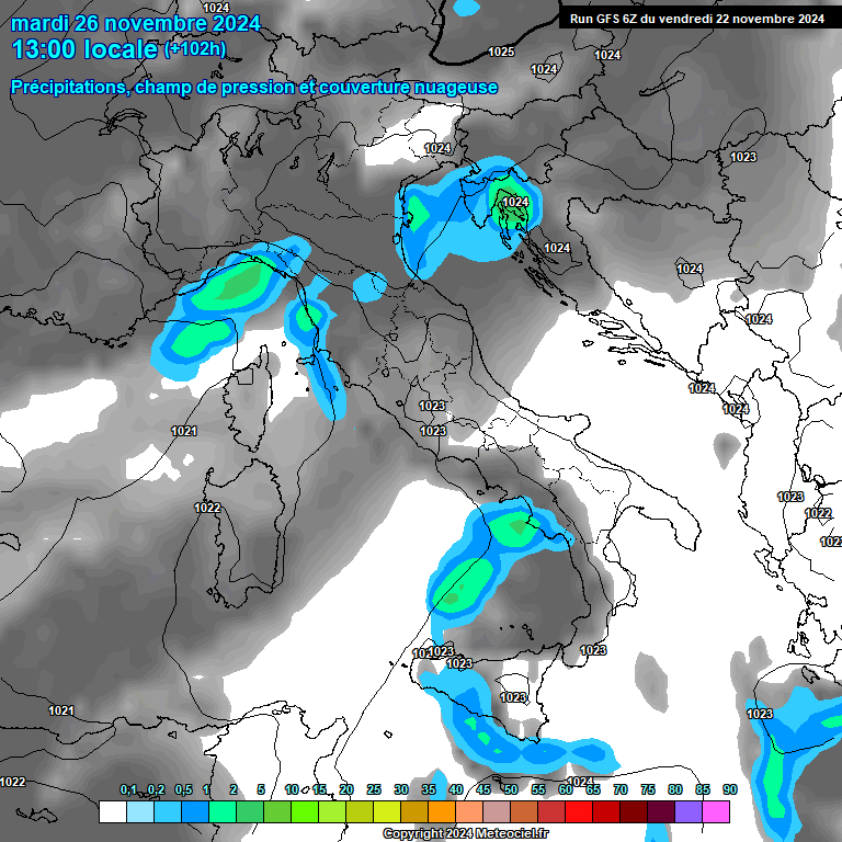 Modele GFS - Carte prvisions 