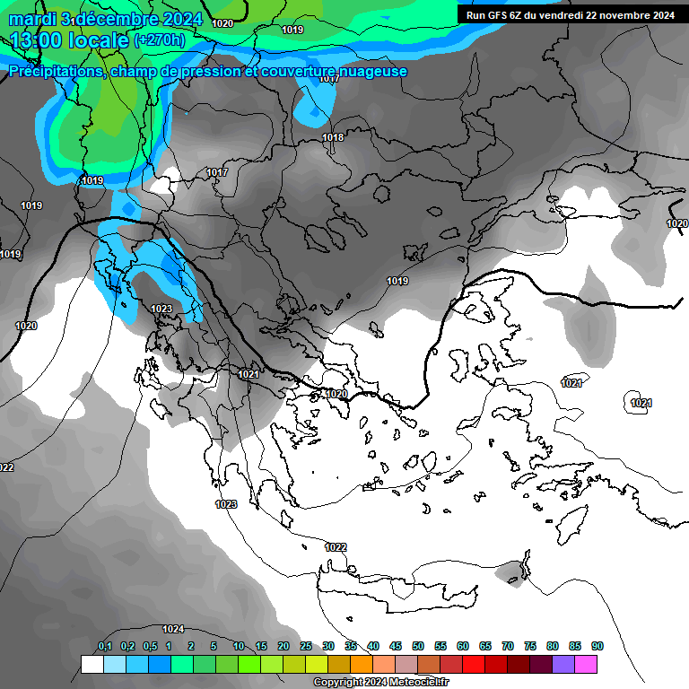 Modele GFS - Carte prvisions 