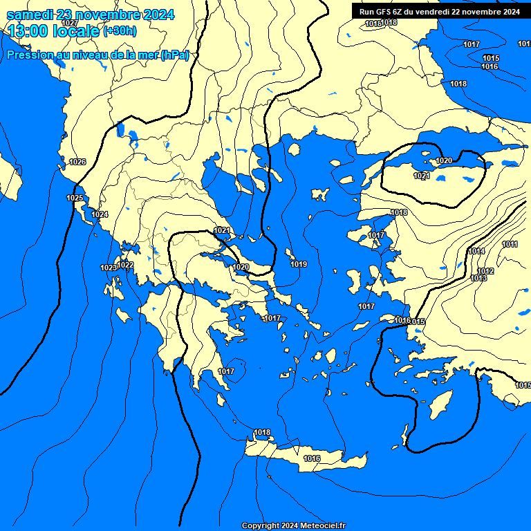 Modele GFS - Carte prvisions 