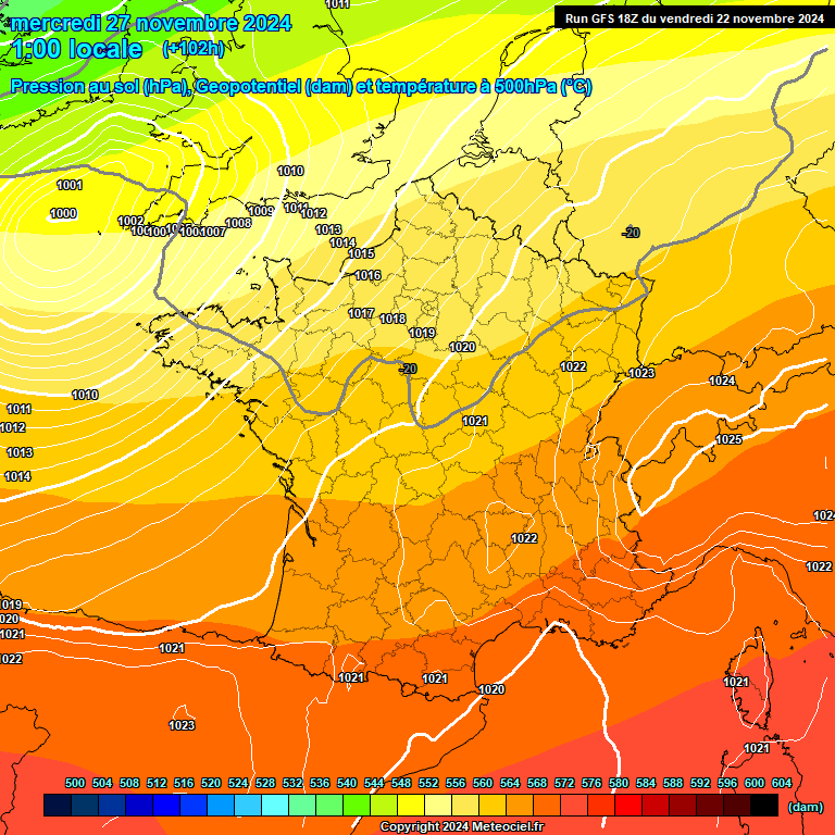 Modele GFS - Carte prvisions 