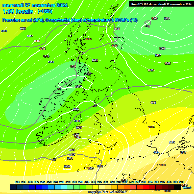 Modele GFS - Carte prvisions 