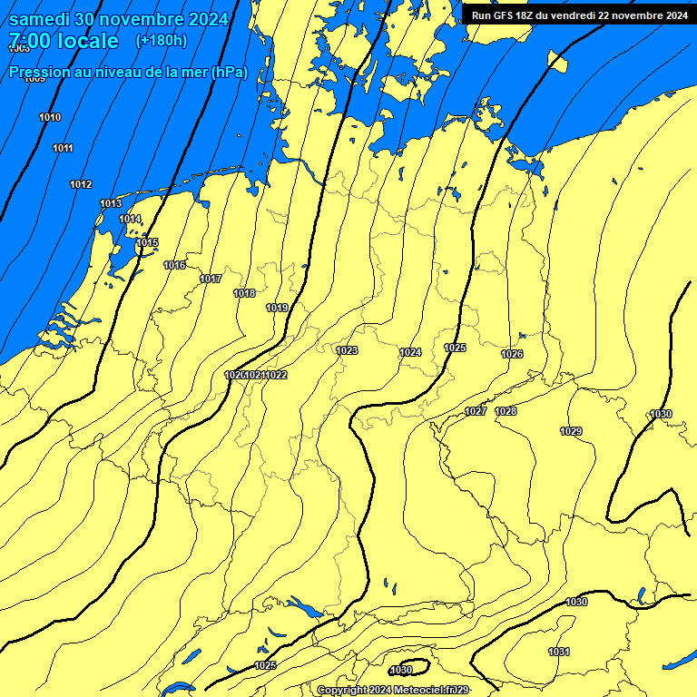 Modele GFS - Carte prvisions 