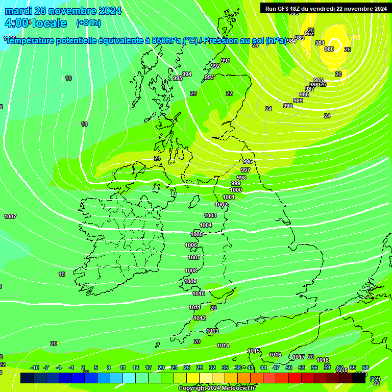 Modele GFS - Carte prvisions 