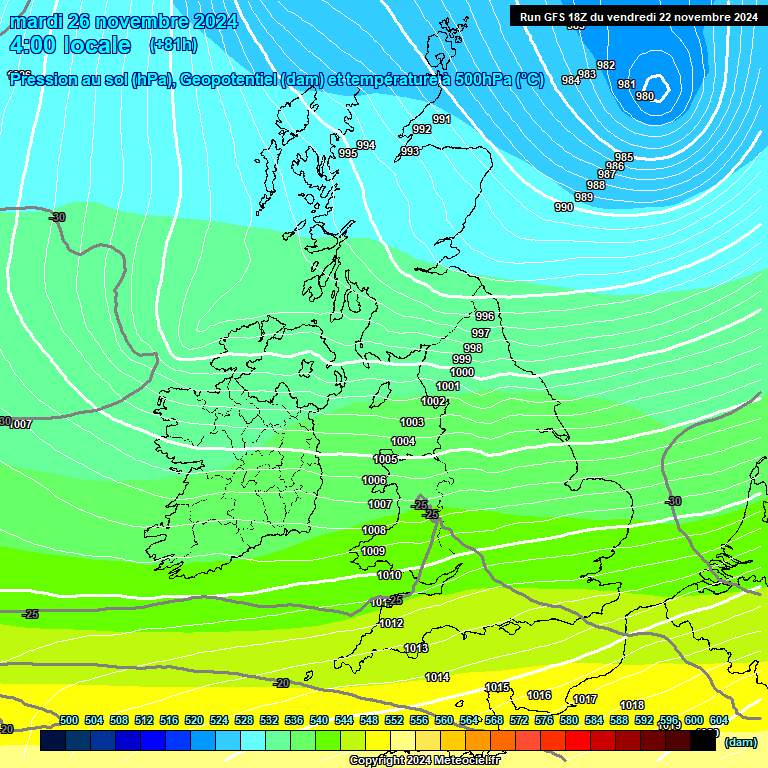 Modele GFS - Carte prvisions 