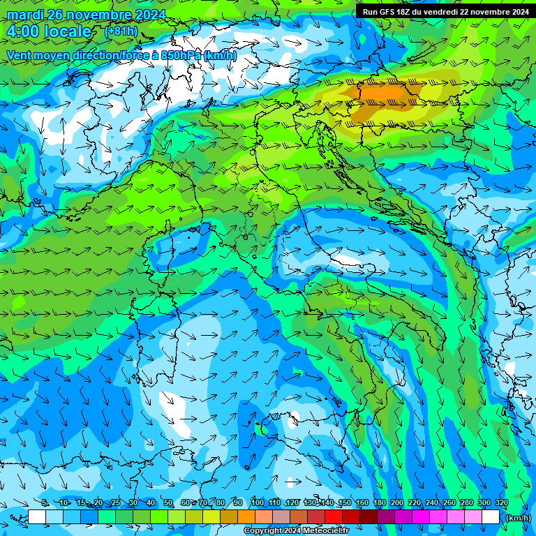 Modele GFS - Carte prvisions 