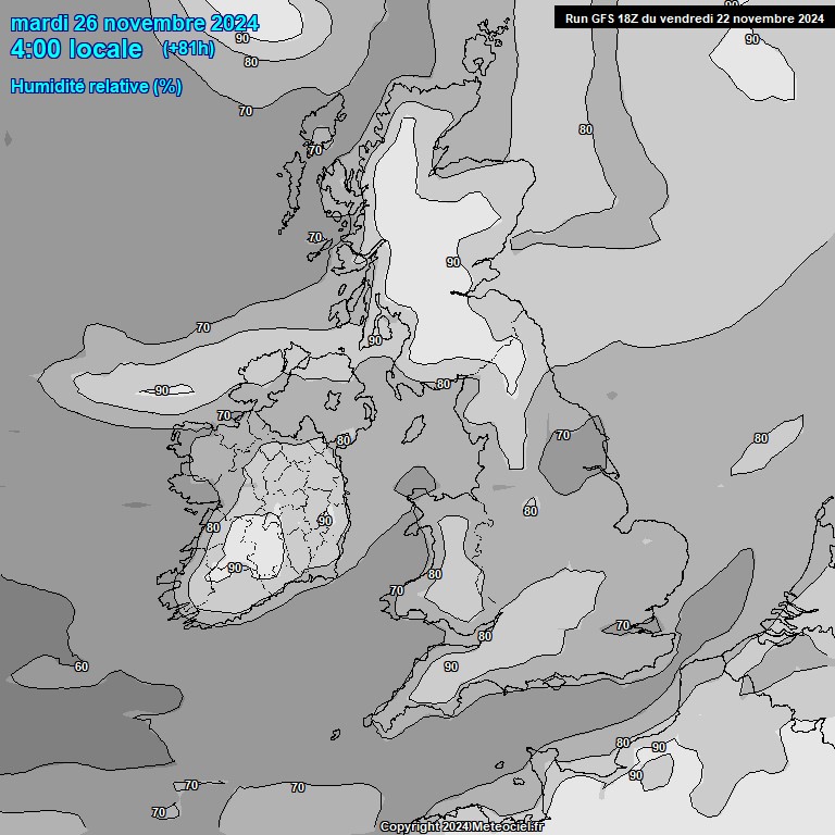 Modele GFS - Carte prvisions 