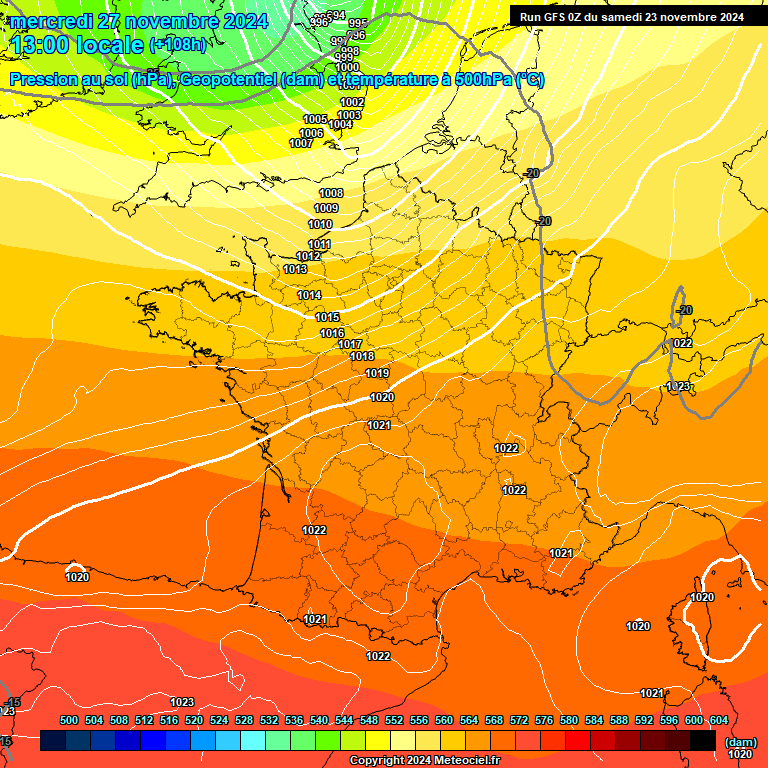 Modele GFS - Carte prvisions 